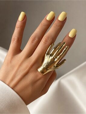 Statement Gold Hand Ring | Sculptural Abstract Chunky Cocktail Ring | Adjustable